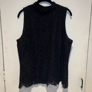 Tahari black lace sleeveless tank